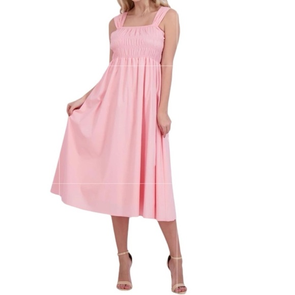 Nanette Lepore Pink Ruched MIDI Dress Size 8 - Picture 1 of 4